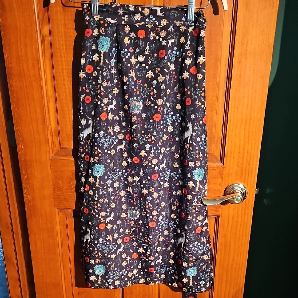 Samantha Pleet Multicolor Unicorn Floral Wrap Around Skirt. Size Med. - Picture 6 of 6